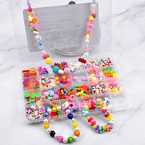 Juguete de Cuentas de Niños 540pcs Kits de Abalorios para Manualidades Cuentas para Collares Bolas/Perlas/Abalorios/Bolitas para Hacer Pulseras Juegos para Crear Joyas Regalo Niña 4 5 6 7 años