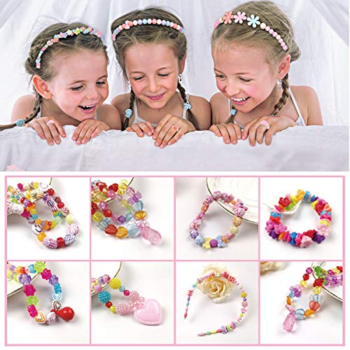 Juguete de Cuentas de Niños 540pcs Kits de Abalorios para Manualidades Cuentas para Collares Bolas/Perlas/Abalorios/Bolitas para Hacer Pulseras Juegos para Crear Joyas Regalo Niña 4 5 6 7 años