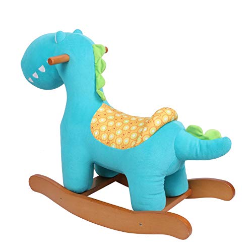 Juguete del bebé del caballo mecedora de madera Bule dinosaurio felpa por 1-4 años niños y niñas de los niños asiento blando silla de oscilación del eje de balancín de regalos de cumpleaños niño anima