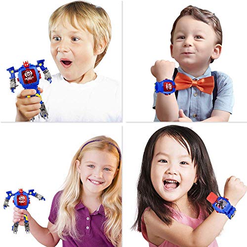 Juguete Reloj Transformers Juguetes Niños 2 en 1 Transformadores electrónicos Juguetes Reloj Robot deformado Transformación Manual Robot Juguetes Regalo para niños de 3 a 6 años (Azul)