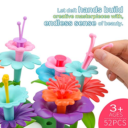 Juguetes Regalos para Niños Niña Edad 3 4 5, Flores Juguetes Set para Niños de 3-7 Años Regalo de Cumpleaños para Niñas 4 5 6 7 8 Años Niños Manualidades Educativas Jardín de Construcción Juguetes