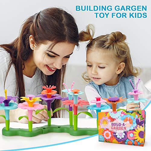Juguetes Regalos para Niños Niña Edad 3 4 5, Flores Juguetes Set para Niños de 3-7 Años Regalo de Cumpleaños para Niñas 4 5 6 7 8 Años Niños Manualidades Educativas Jardín de Construcción Juguetes