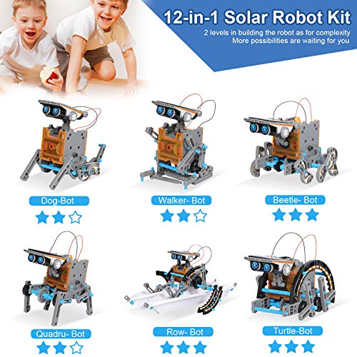Juguetes STEM Kit de Tobot Solar Kits de Ciencia Educativa 12 en 1 Aprendizaje de Ciencia Juguetes de Construcción Alimentado por Solar Juguetes Ciencia para Niños Regalo para Niños de 8 9 10-12 Años