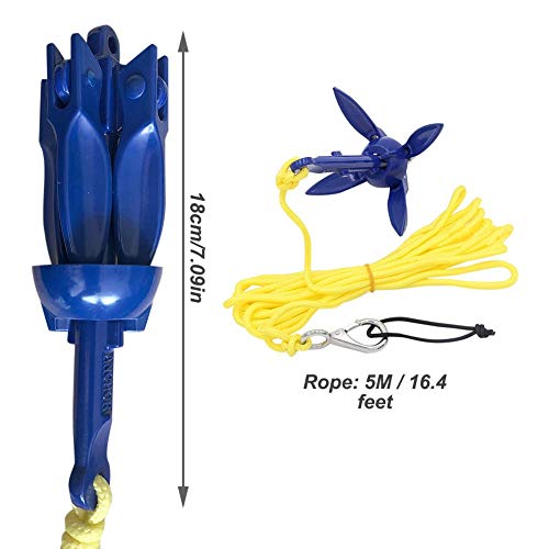 Junean Ancla de Kayak, Kit de Anclaje, Anclas para embarcaciones, Tabla de Paleta y Botes pequeños, estantería Fina para embarcaciones Marinas, Yates, Motos acuáticas, Botes inflables, veleros