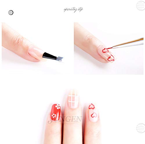 JUNGEN 3pcs Kit de decoracion de uñas Cepillo de detalle de uñas para Dibujando patrones de linea Pincel de uñas de gel con Diseño de pincel de punta Accesorios de uñas 11/15/20mm