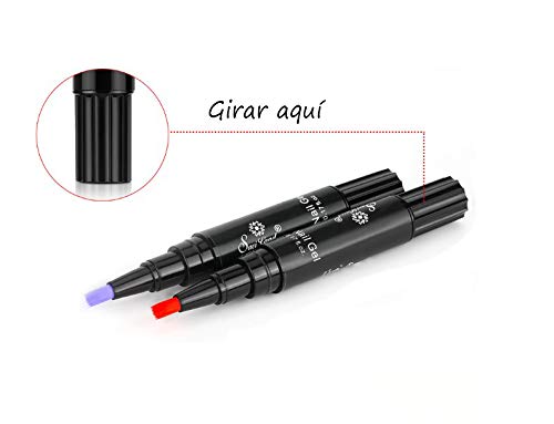 JUNGEN Pluma de pintura de uñas de arte Lápiz de uñas 3 en 1 Pluma de Pegamento de uñas Esmalte de uñas de un paso de flash Cepillo de uñas con Pegamento de fototerapia (Rosa 1)