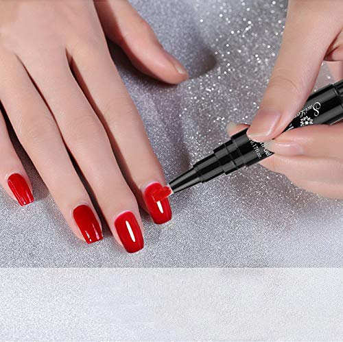 JUNGEN Pluma de pintura de uñas de arte Lápiz de uñas 3 en 1 Pluma de Pegamento de uñas Esmalte de uñas de un paso de flash Cepillo de uñas con Pegamento de fototerapia (Rosa 1)