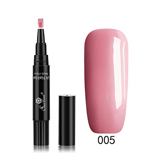 JUNGEN Pluma de pintura de uñas de arte Lápiz de uñas 3 en 1 Pluma de Pegamento de uñas Esmalte de uñas de un paso de flash Cepillo de uñas con Pegamento de fototerapia (Rosa 1)