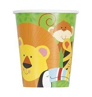 Jungle Animal Party Supplies Vajilla para 16 niños Fiesta de cumpleaños-16 Platos 16 Tazas 16 servilletas 1 Mantel con Globos Gratis Velas Bomba de Globo