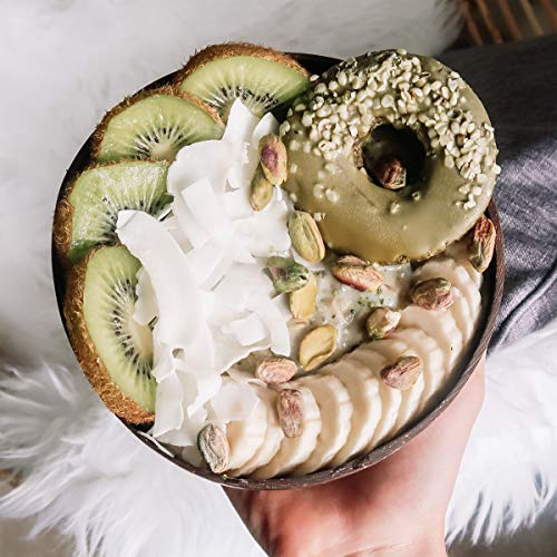 Jungle Culture® Paquete de 2 Tazones de Coco con Cucharas | Pajita de bambú, Bolsa y Cepillo de Limpieza | 100% Natural, Ecológico y Sostenible | Coconut Bowls | Eco Amigable y Hecho a Mano en Vietnam