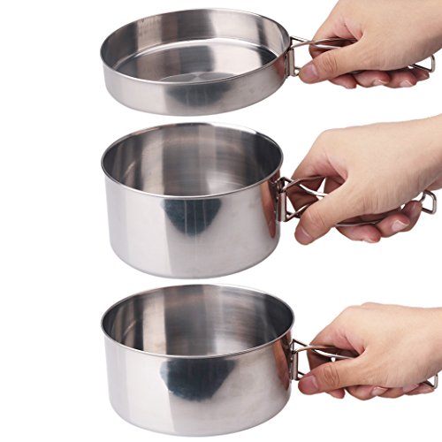 Juning 8 Piezas Utensilios de Cocina para Acampar al Aire Libre El Acero Inoxidable, Excursionismo Mochilero Kit de Cocina
