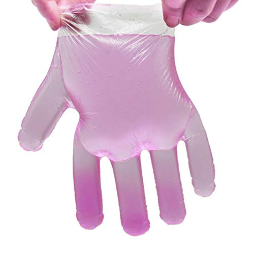 JUNSHUO 500 X Guantes de plástico guantes desechables de polietileno de calidad alimentaria，para comida, manualidades, limpieza de pelo, tintes y mucho más, transparente, X-Large
