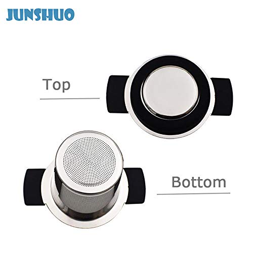 JUNSHUO Malla de Acero Inoxidable infusor de té colador de té asa de Silicona y Tapa para tazón, Doble asa y Gran Capacidad, cuelga en teteras, Tazas, Tazas para té empapado con Tapa