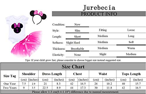 Jurebecia Bebé Niñas Es mi Primer cumpleaños Trajes Conjuntos Princesa Vestido Tutu 3 Piezas Mameluco + Falda + Mouse Ear Diadema