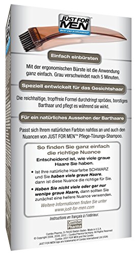 JUST FOR MEN Brush-in Gel para barba y bigote, color negro (28,4 g cada una)