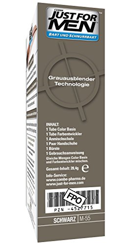 JUST FOR MEN Brush-in Gel para barba y bigote, color negro (28,4 g cada una)