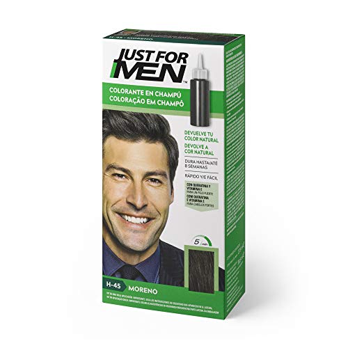 Just For Men, Tinte Colorante en champu para el cabello del hombre. Elimina las canas y rejuvenece el cabello en 5 minutos. Castaño Moreno, 30 ml