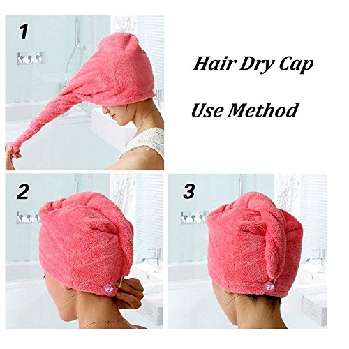 JUSTIME Turbante del Abrigo de Pelo de la, Casquillo Mágico del Pelo-Secado, Toalla Ligera Absorbente Rápida de Agua Rápida,Señora Útil Pelo Seco Sombreros, Rápidamente Seco Pelo Sombrero