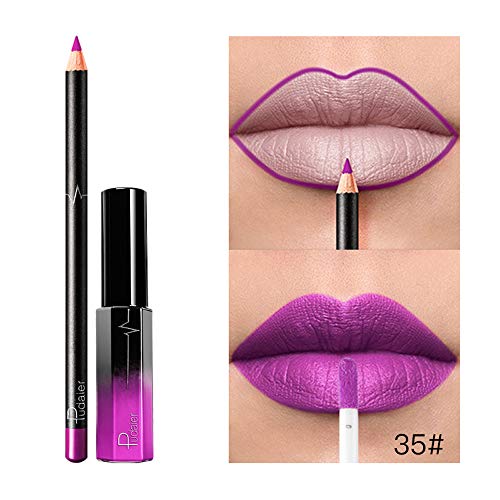 JUTOO 36 color lip lip set delineador de labiosLong Last Lápiz labial Impermeable Mate Líquido Brillante Perfilador de labios Perfilador de cosméticos Set
