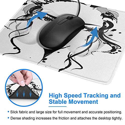 Juzijiang Alfombrilla De Ratón Maquillaje Rostro Mujer, Alfombrilla Gaming, Base De Goma Antideslizante para Gamers, Pc Portátil - 24x20cm