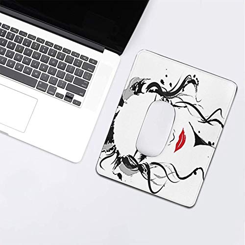 Juzijiang Alfombrilla De Ratón Maquillaje Rostro Mujer, Alfombrilla Gaming, Base De Goma Antideslizante para Gamers, Pc Portátil - 24x20cm