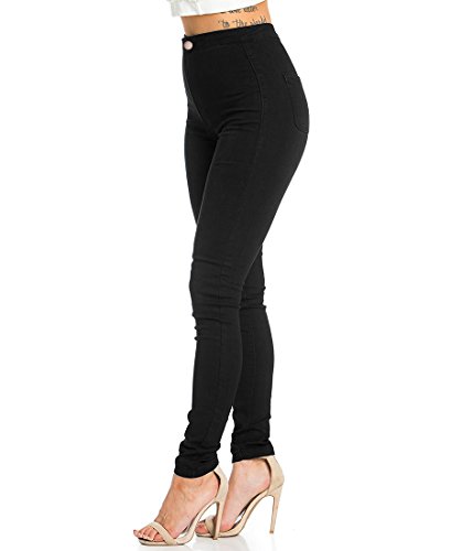 Jyone Pantalones vaqueros con cintura alta para mujer XL Negro
