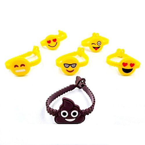 JZK 28 x Emoji Slap Pulsera Goma Banda emoticonos Pulsera Silicona para niños Adultos Fiesta favores niños cumpleaños Regalo Partido suministra pequeños Juguetes