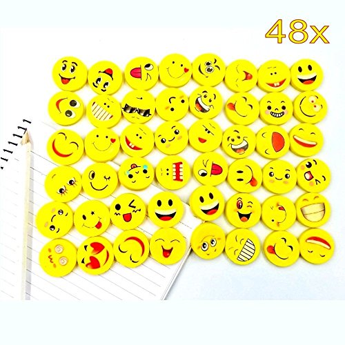 JZK 48 x Emoji Emoticon lápiz Gomas borrar Lindos Regalos para Fiesta cumpleaños niños Festival año Nuevo Navidad Regalo Juguete