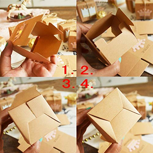 JZK 50 x Little Princess cajitas regalo papel kraft marrón cajas de detalle para niña baby shower fiesta cumpleaños bautizo niños fiesta recién nacida