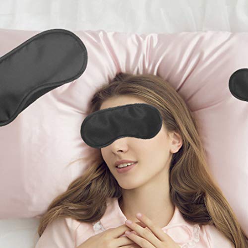 JZZJ 15 Piezas de Máscara de Ojos Cubierta Antifaz Suave con Almohadilla de Nariz y Correa Ajustable para Dormir en el Viaje, Negro