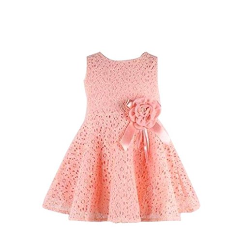 K-youth Vestido Bebe Niña Verano, Ropa Bebe Niña Verano Vestido Niña Ceremonia Princesa Vestido Bebe Bautizo Fiesta Boda Vestidos Verano Niña Playa Encaje Tutu Princesa Vestidos (Rosa, 130/6-7 años)