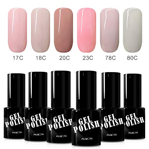KADS Kit Uñas de Gel Esmalte Semipermanente de Color 6pcs Laca Soak Off Top Coat Base Coat UV LED Manicura Arte 9.5ml