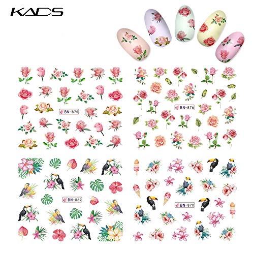 KADS Nail Art Stickers Plantilla Uñas Decoración Pegatinas de arte- Flor Hojas Flamencos Etiqueta Engomada Del Clavo Tatuaje Tatuajes de Uñas de Verano