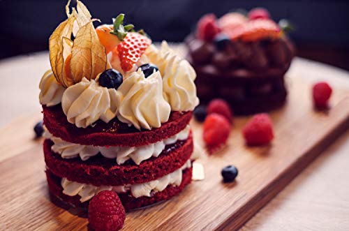 Kaishane Set profesional Aros Redondos,Juego de moldes para postres,Aros Emplatar,Molde de pastel Acero Inoxidable Contiene 4 anillas y 4 Alimentos pressen