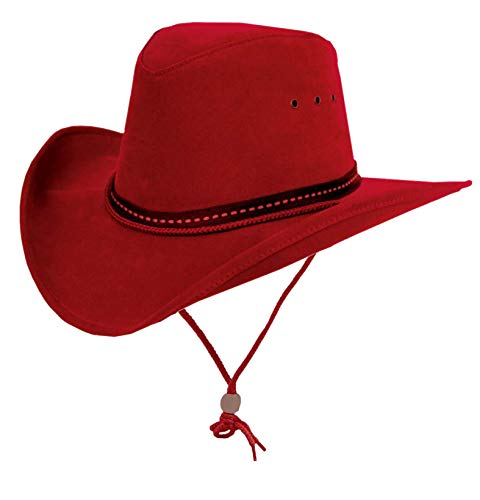 Kakadu Traders Cowboy Western Plains Soaka - Soaka con ala moldeable y sombrero rojo M