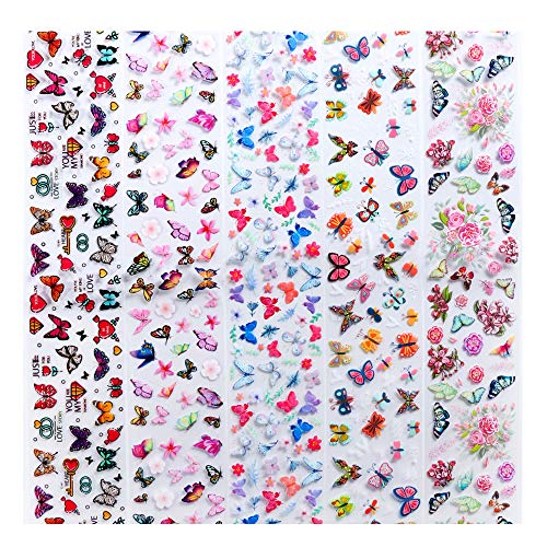 Kalolary 10 Farbe Papel Nail Foil Transfer Nails Glitter Set Papel Transferencia Foil Flor de Mariposa Uñas Holográfico Nail Stickers para DIY Arte de Uñas