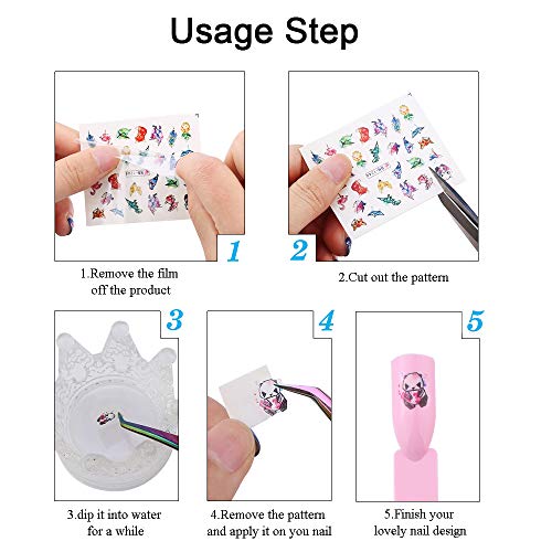 Kalolary 48 Piezas Halloween Pegatinas Uñas al Agua Decorativas Flores Pegatinas Transferencia Agua Calcomanías Uñas Etiquetas Engomadas para DIY Decoración de Arte de Uñas Patrón