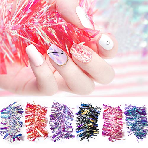 Kalolary 6 Piezas Pegatina de Uñas Manicura Aurora Papel Pegatina Uñas Arte Espejo Vidrio Papel Pegatinas Uñas Parche Pegatinas Diy Decoración de Uñas