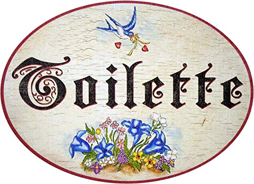 Kaltner Präsente - Placa de madera envejecida para puerta, con inscripción Toilette (18 x 13 cm)