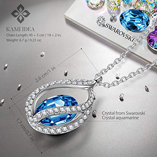 Kami Idea - Lágrimas De La Sirena - Collar, Cristal de Swarovski, Diseño Original, Símbolo de Seguridad y Felicidad, Embalaje de Regalo, 45 + 5 cm