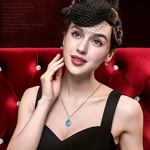 Kami Idea - Lágrimas De La Sirena - Collar, Cristal de Swarovski, Diseño Original, Símbolo de Seguridad y Felicidad, Embalaje de Regalo, 45 + 5 cm