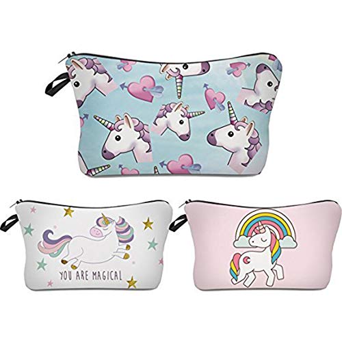 Kanggest.Unicornio Bolsa de cosméticos para Mujer Estuche de Maquillaje Portátil Puerto de Trucos de Maquillaje Bolsa de Maquillaje para Viaje Cosméticos Organizador Monedero