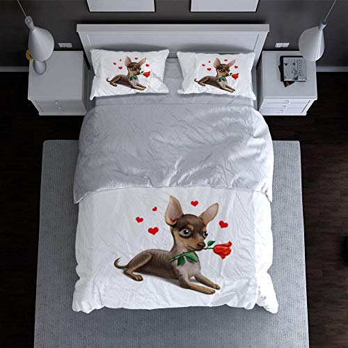 KAOLWY Fundas Nordico Cama 200 x 200Cm Cachorro Y Cártamo Juego De Ropa De Cama 3 Piezas Poliéster Hipoalergénica Transpirable Juego De Fundas De Edredón con Cremallera