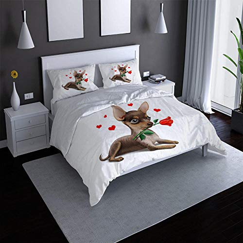 KAOLWY Fundas Nordico Cama 200 x 200Cm Cachorro Y Cártamo Juego De Ropa De Cama 3 Piezas Poliéster Hipoalergénica Transpirable Juego De Fundas De Edredón con Cremallera