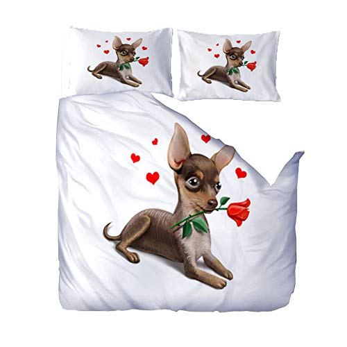 KAOLWY Fundas Nordico Cama 200 x 200Cm Cachorro Y Cártamo Juego De Ropa De Cama 3 Piezas Poliéster Hipoalergénica Transpirable Juego De Fundas De Edredón con Cremallera
