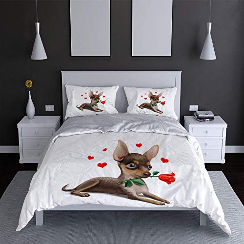 KAOLWY Fundas Nordico Cama 200 x 200Cm Cachorro Y Cártamo Juego De Ropa De Cama 3 Piezas Poliéster Hipoalergénica Transpirable Juego De Fundas De Edredón con Cremallera