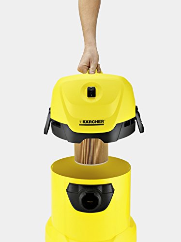 Kärcher MV 3 Aspirador Sin Bolsa Multiuso, Boquilla para Aspiración Seco Y Húmedo, 220-240 V, 1000 W, 17 litros, 73 Decibelios, Corriente sin control de encendido, Plástico, Negro-Amarillo, Antiguo
