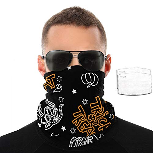 Kaswtrb Patrones sin Fisuras de Halloween Esqueletos Gatos Truco Bandand con filtros Bufanda de Tubo Exterior de Uso múltiple para Montar, Caminar, Esquiar, Pescar, Acampar, O