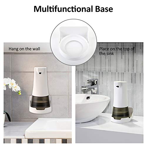 KATELUO Dispensador de Jabón Automático 350ML, Dispensador de Jabón Espuma Sin Contacto, Dispensador de Jabón con Sensor Infrarrojo para Cocina Oficina Baño Hotel (Blanco+Gris)