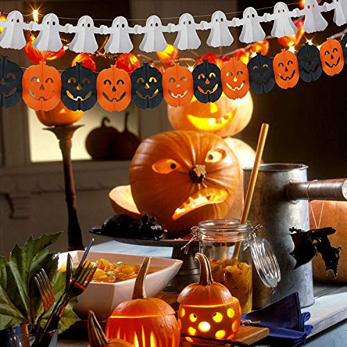 KATOOM Halloween Garland decoración 5pcs Bunting Halloween de Papel Calabaza fantásma Spider Skull Forma para adornar Fiesta de Halloween Fantasmas Fiesta Evento a Adultos jovénes niños